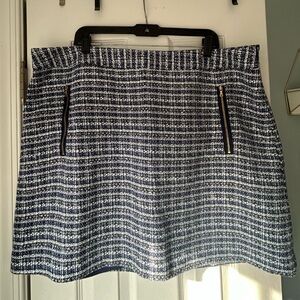 LOFT Navy and White Tweed A-Line Skirt